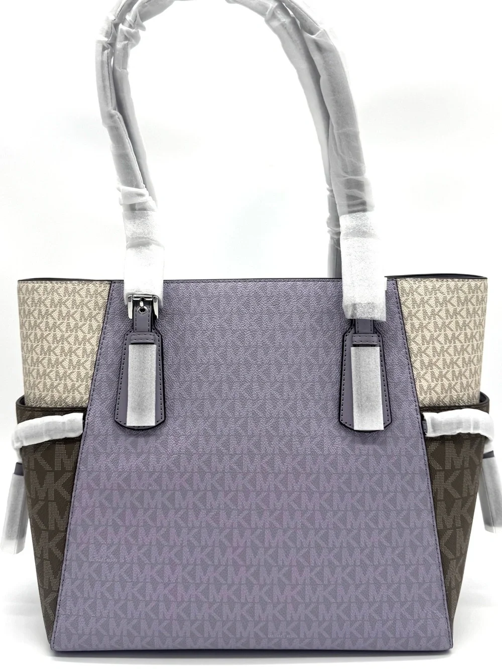 Michael Kors Voyager Large Color-Block Signature Logo Tote Bag-Lilac